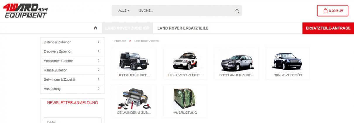 4WARD4X4 Onlineshop für Land Rover Ersatzteile und Defender Zubehör